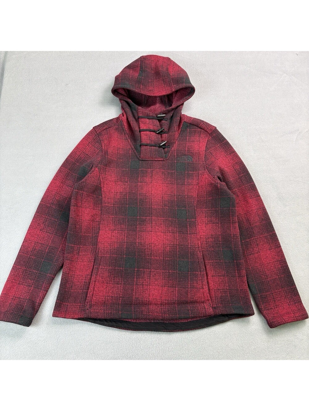 The North Face Plaid Crescent Hooded Pullover Women’s Size Red